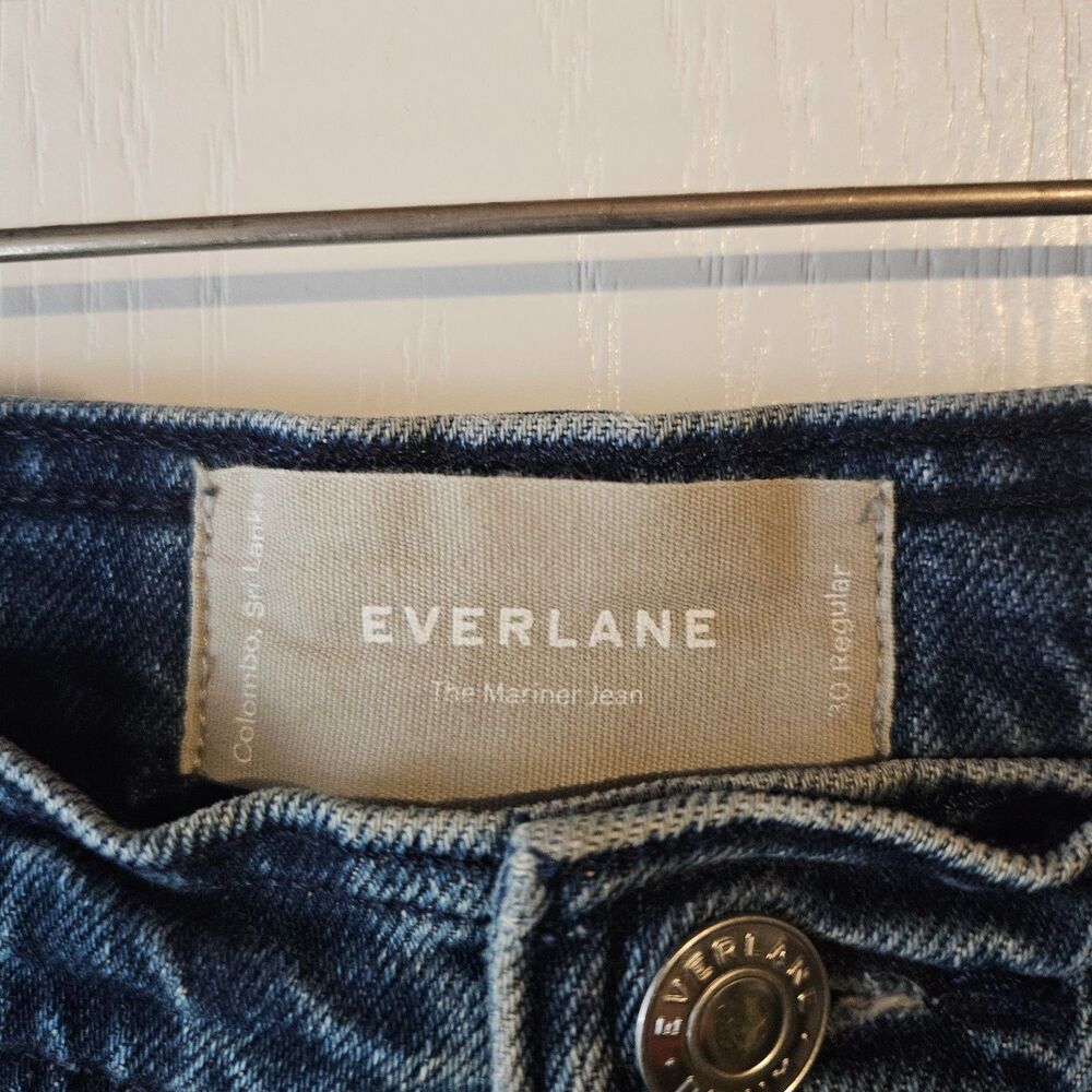 Everlane The Mariner Jean Wide Leg Sz 30 Full Legnth Faux Cuffs Nautical Vibe - Picture 2 of 9